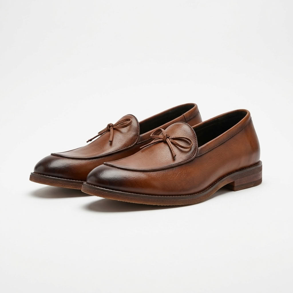 Norev Augustin męskie skórzane loafersy z kokardką – stylizacja 4