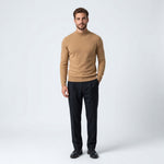 Norev Benoît męski sweter z półgolfem slim fit – kolor karmelowy