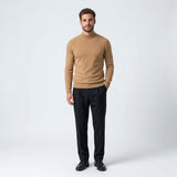 Norev Benoît męski sweter z półgolfem slim fit – kolor karmelowy