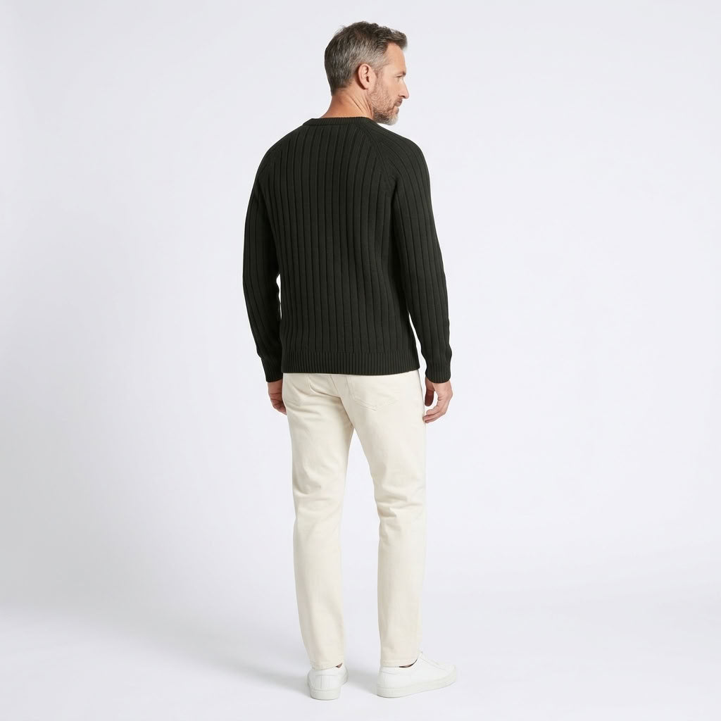 Norev Ambroise męski sweter w szeroki prążek – stylizacja 1