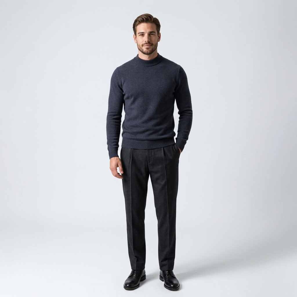 Norev Benoît męski sweter z półgolfem slim fit – kolor ciemnoszary