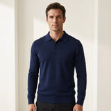 Norev | Męski sweter polo z wełny merino dopasowany premium