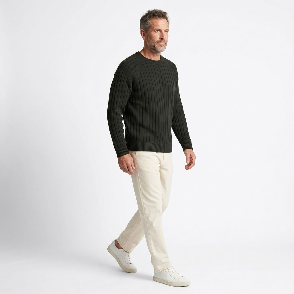 Norev Ambroise męski sweter w szeroki prążek – stylizacja 3