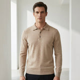 Norev | Męski sweter polo z wełny merino dopasowany premium