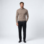 Norev Benoît męski sweter z półgolfem slim fit – kolor taupe