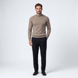 Norev Benoît męski sweter z półgolfem slim fit – kolor taupe