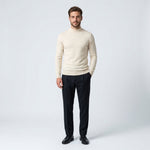 Norev Benoît męski sweter z półgolfem slim fit – kolor kremowy