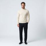 Norev Benoît męski sweter z półgolfem slim fit – kolor kremowy