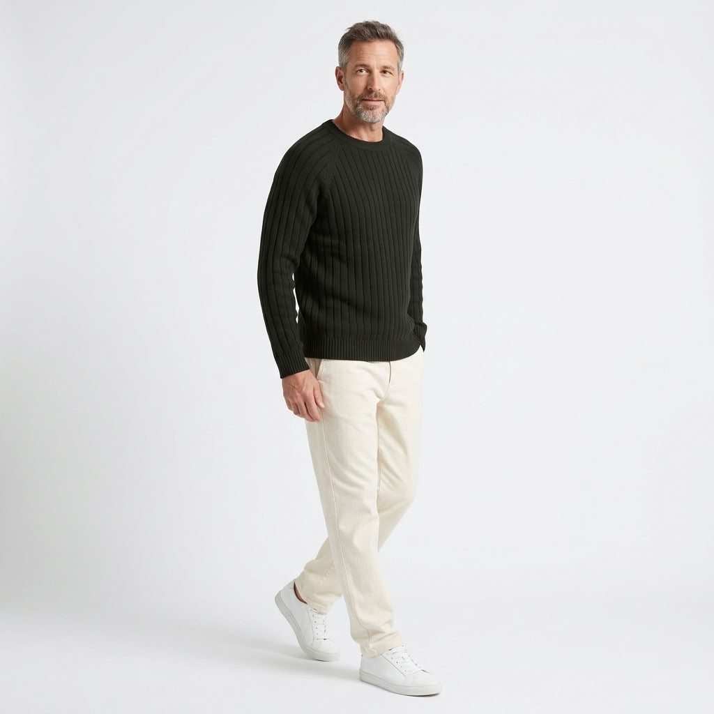 Norev Ambroise męski sweter w szeroki prążek – stylizacja 2