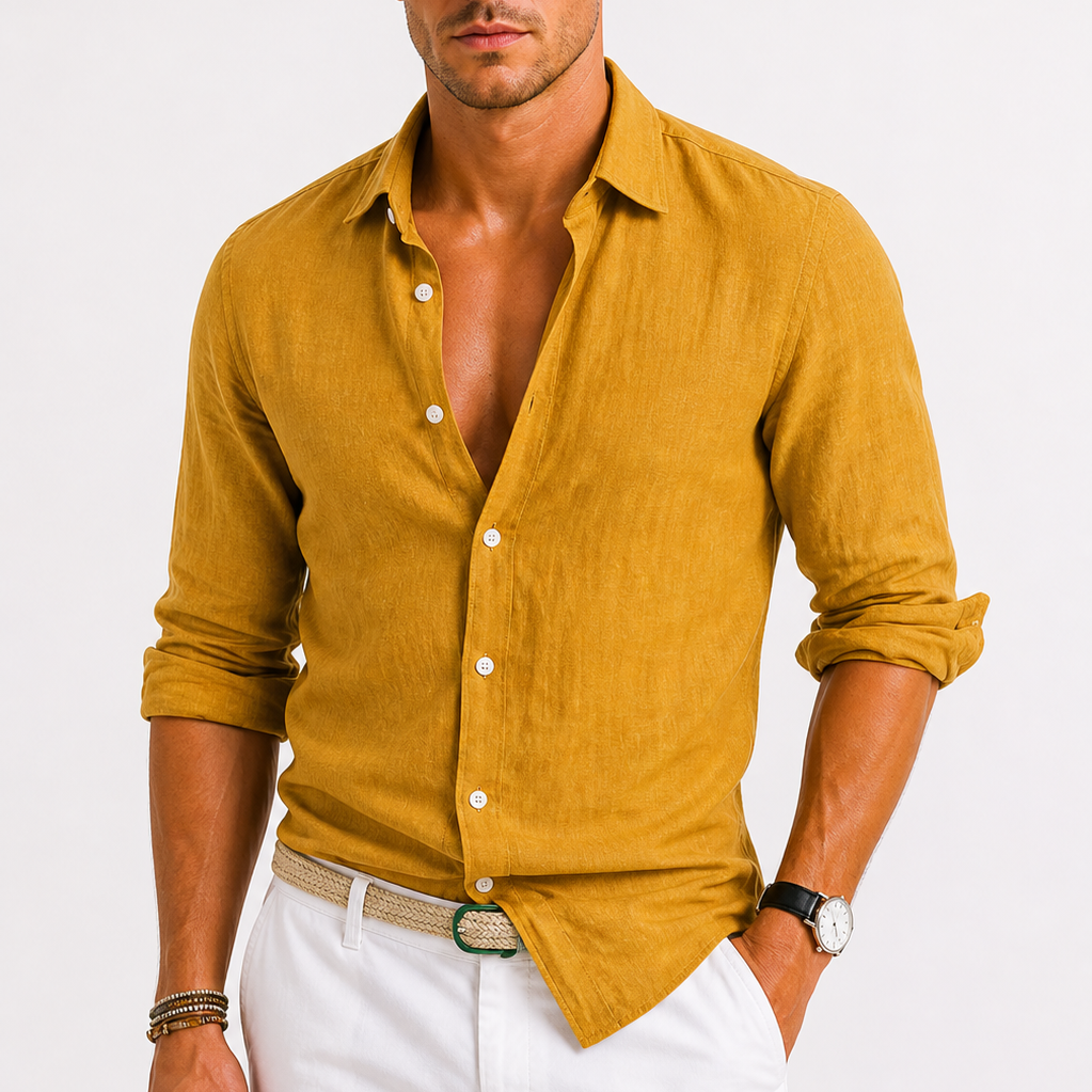 Norev | Premium lniana koszula letnia z długim rękawem smart casual styl