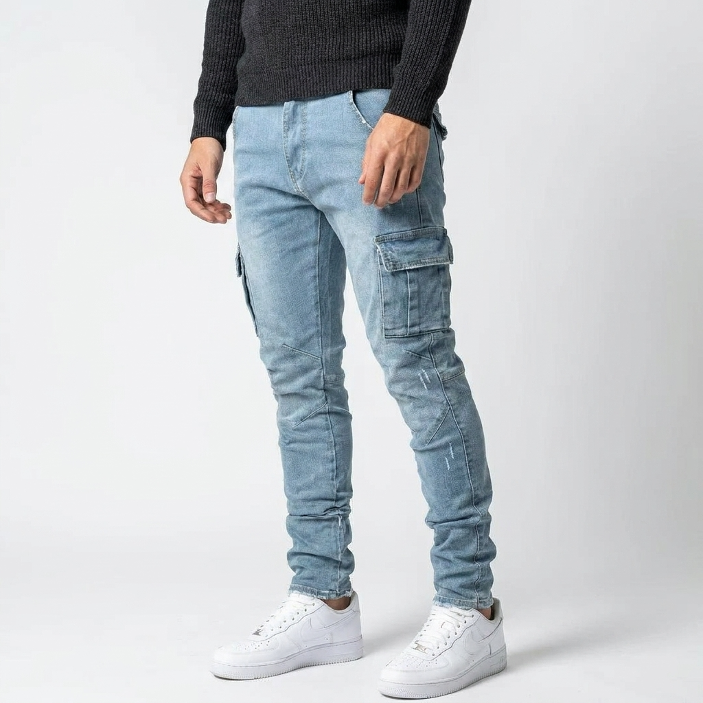 Norev | Jeansy cargo męskie slim fit stylowe i dopasowane