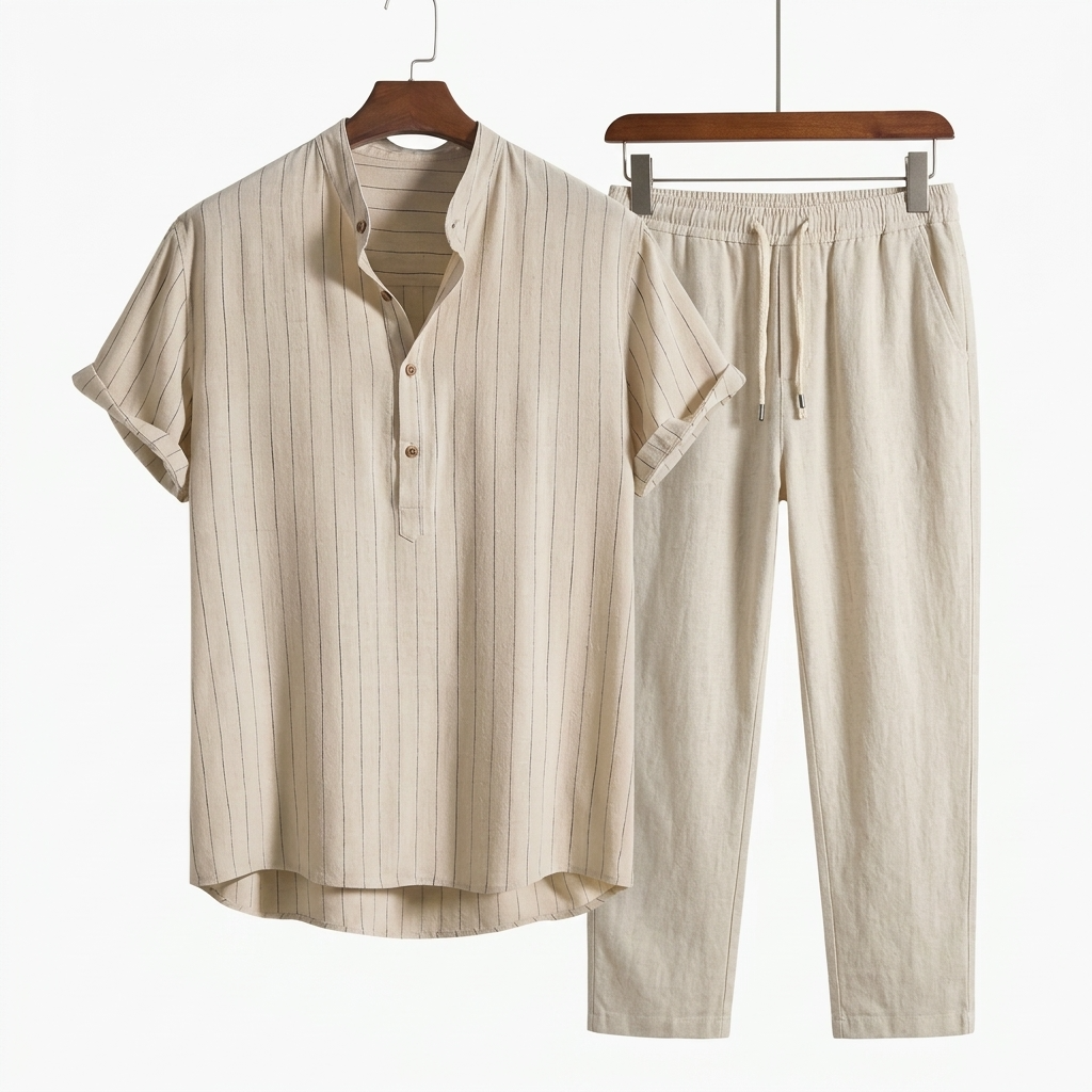 Norev | Letni zestaw koszula i spodnie dla mężczyzn relaxed summer style