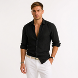 Norev | Premium lniana koszula letnia z długim rękawem smart casual styl