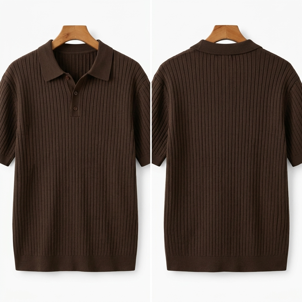 Norev | Żebrowana koszulka polo krótki rękaw quiet luxury premium styl