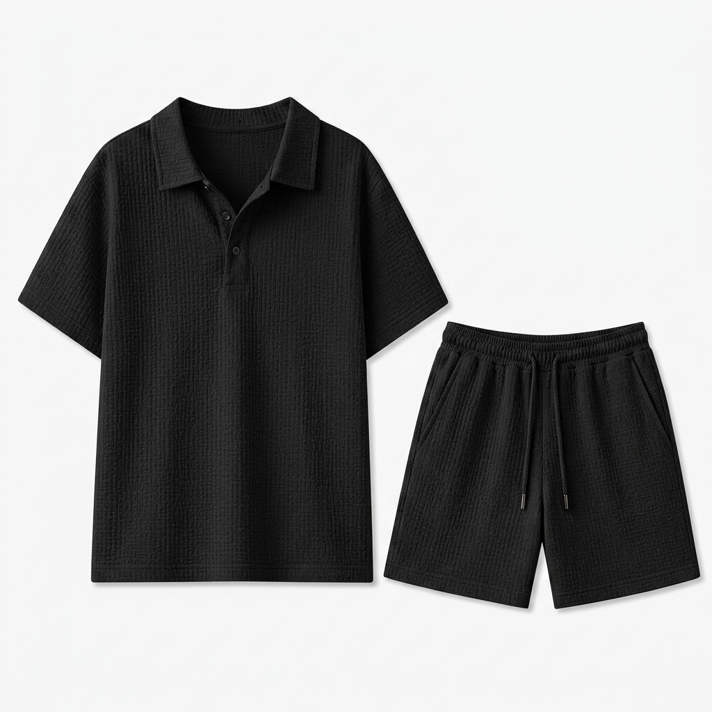Norev | Letni komplet żakardowy casual dla mężczyzn nowoczesny styl
