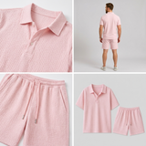 Norev | Letni komplet żakardowy casual dla mężczyzn nowoczesny styl