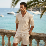 Norev | Żebrowany letni komplet dla mężczyzn wygodny smart casual styl