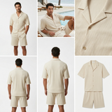 Norev | Żebrowany letni komplet dla mężczyzn wygodny smart casual styl