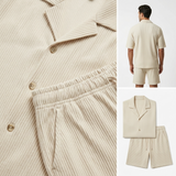 Norev | Żebrowany letni komplet dla mężczyzn wygodny smart casual styl