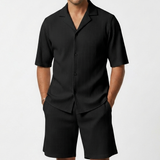 Norev | Żebrowany letni komplet dla mężczyzn wygodny smart casual styl