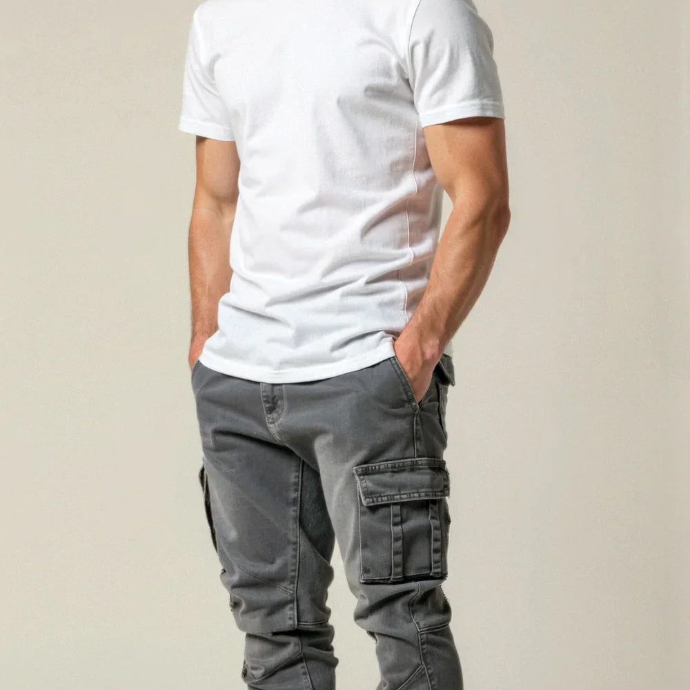 Norev | Spodnie cargo męskie slim fit nowoczesny styl casual