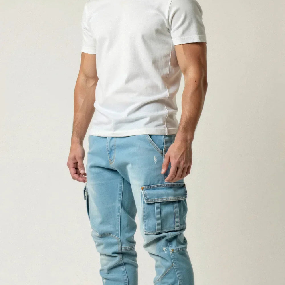 Norev | Spodnie cargo męskie slim fit nowoczesny styl casual
