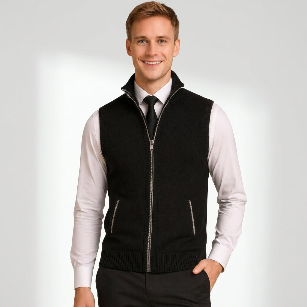 Norev | Elegancki męski kardigan bez rękawów smart casual na zamek