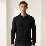 Norev | Męski sweter polo z wełny merino dopasowany premium