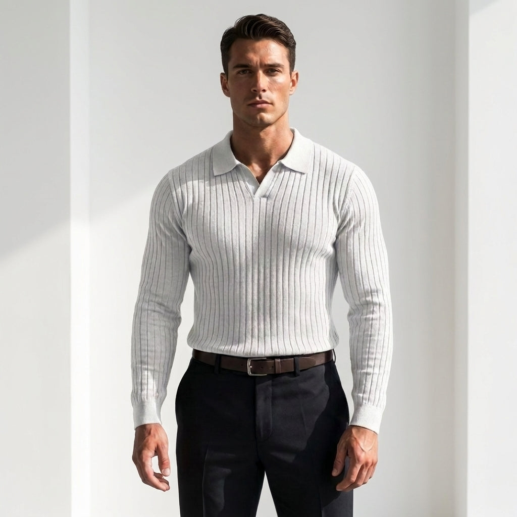 Norev | Elegancki sweter polo męski z długim rękawem nowoczesny styl i komfort
