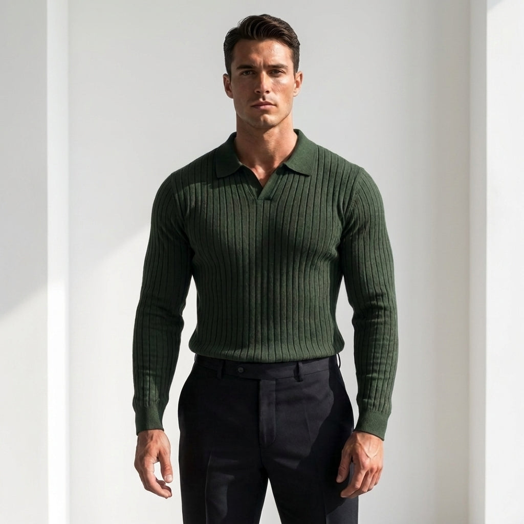 Norev | Elegancki sweter polo męski z długim rękawem nowoczesny styl i komfort