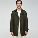 Norev Aurelien bawełniany trencz męski jednorzędowy – kolor Zielony wojskowy