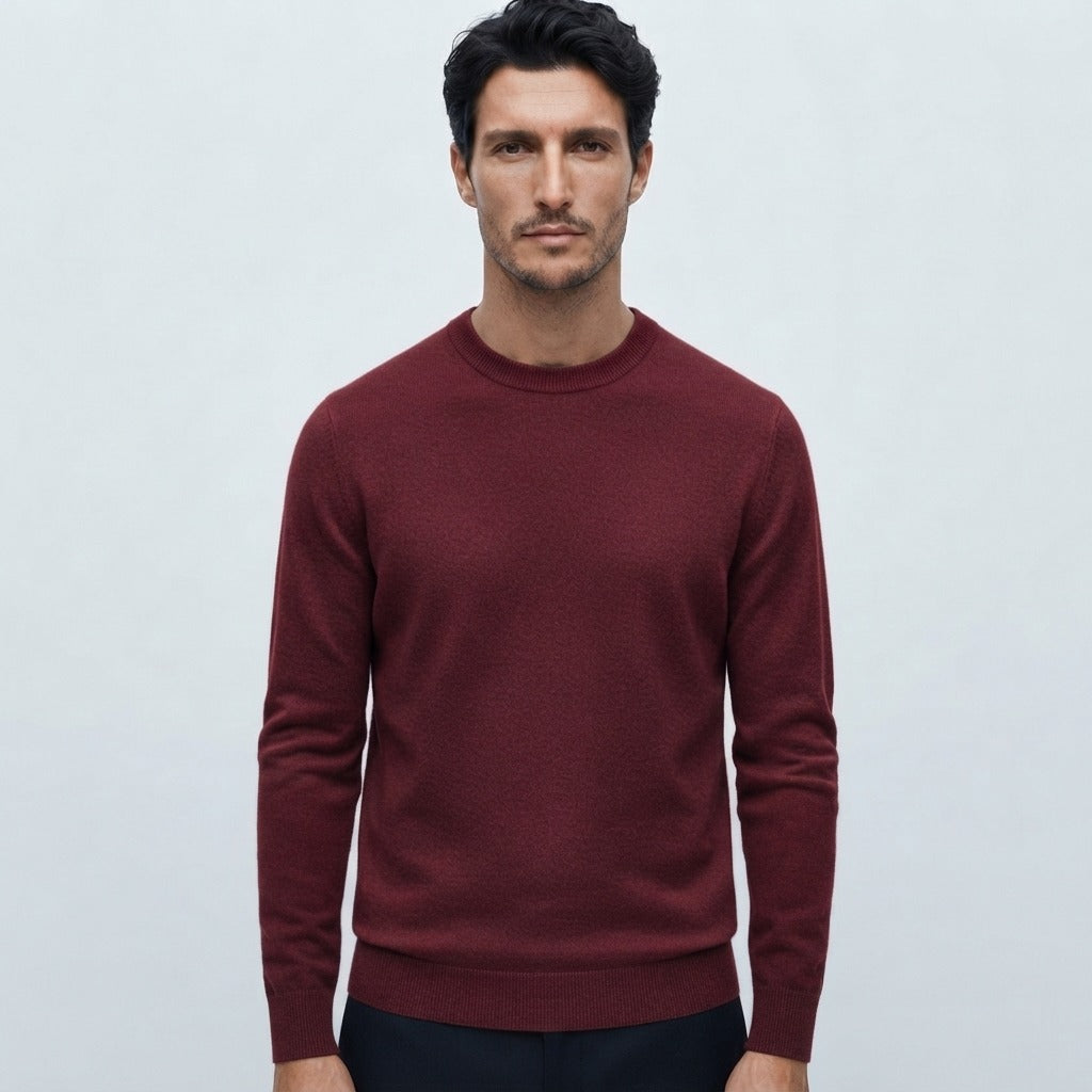 Norev Julien męski sweter z czystej wełny – kolor Winna Czerwień