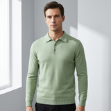 Norev | Męski sweter polo z wełny merino dopasowany premium